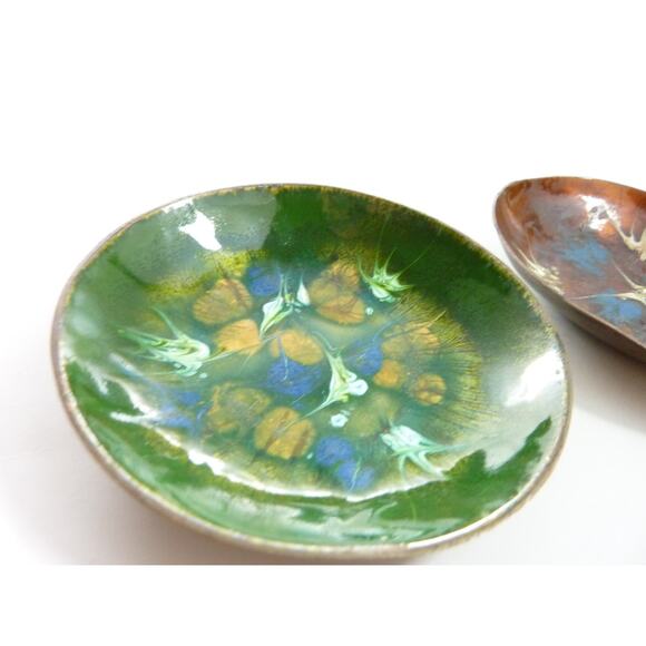 Vintage Copper Enamel Dish Unsigned - Picture 2 of 5